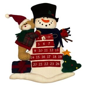 Felt Snowman Teddy Bear Christmas Advent Calendar Wall Hanging